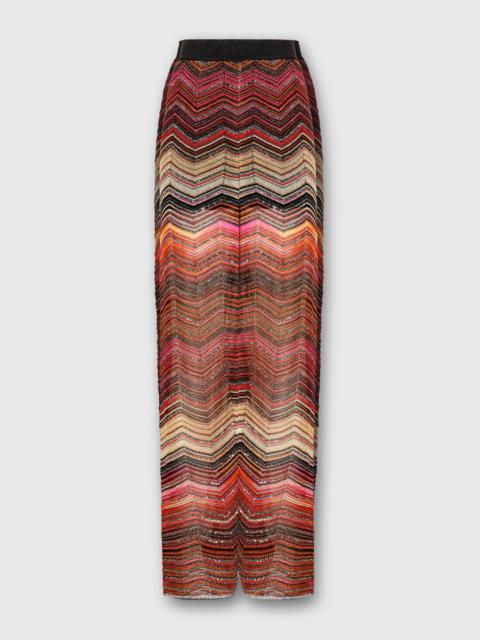 Palazzo chevron lamé trousers with sequins