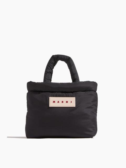 Nylon Puff Small Tote Bag in Black