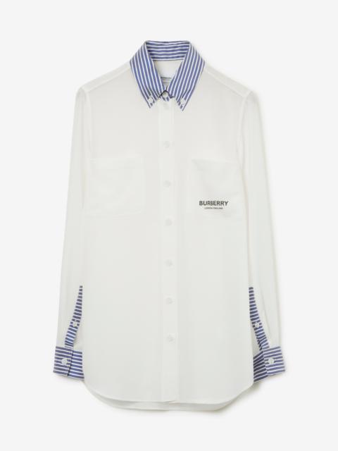 Striped Trim Silk Shirt