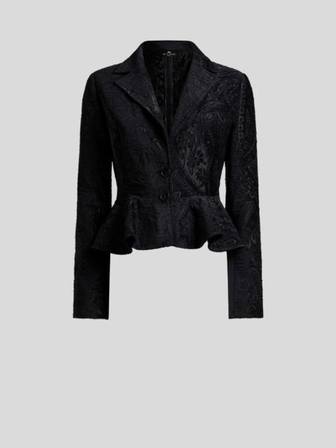 SINGLE-BREASTED CHENILLE JACQUARD JACKET WITH FLORAL PAISLEY MOTIF