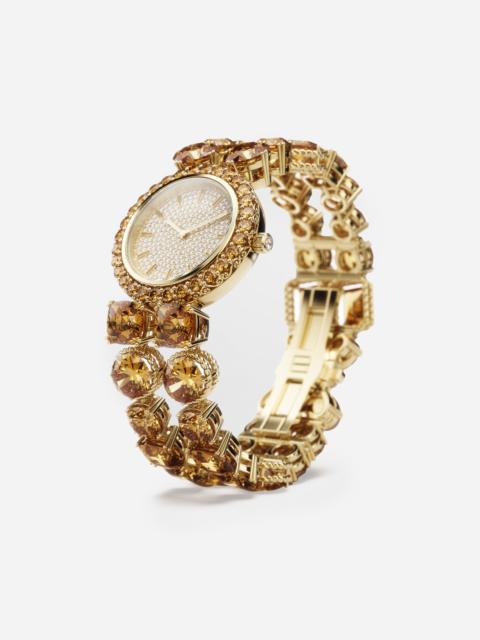 Rainbow Monochrome Watch 18-carat yellow gold and citrines