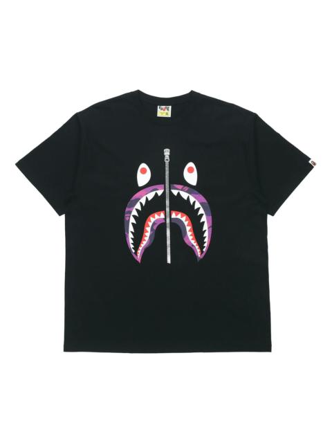 A BATHING APE Shark Face Half-Zip T-Shirt 'Black' BAPE-SS18-003
