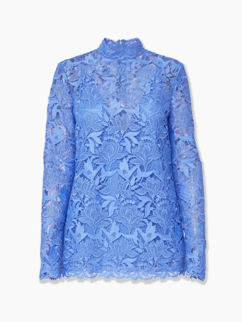 Tulip-Embroidered Lace Top
