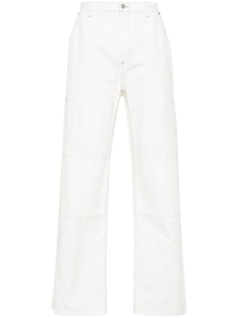 embroidered-logo straight-leg trousers