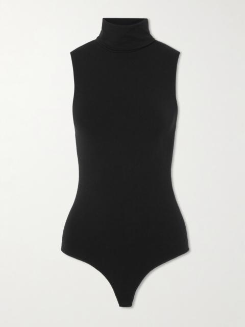 Stretch Modal-blend Turtleneck Thong Bodysuit