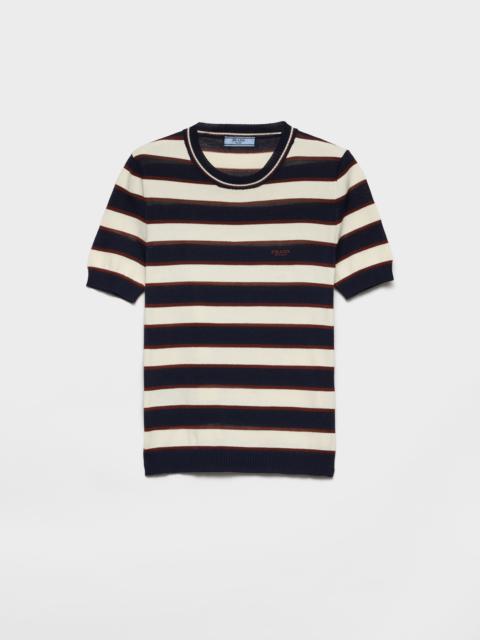 Striped crew-neck cotton sweater