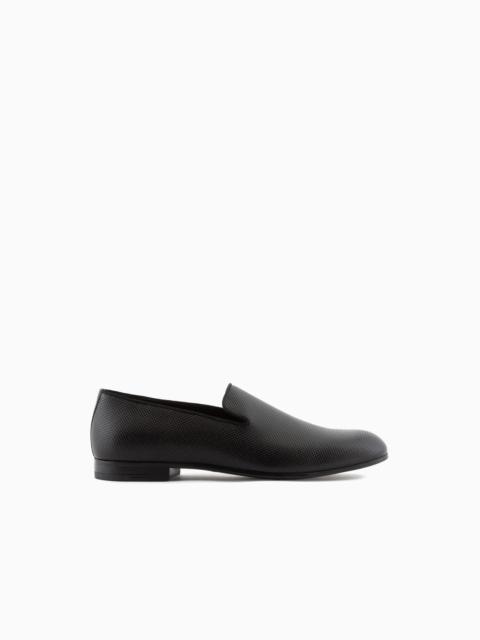 Braided-print patent-leather loafers