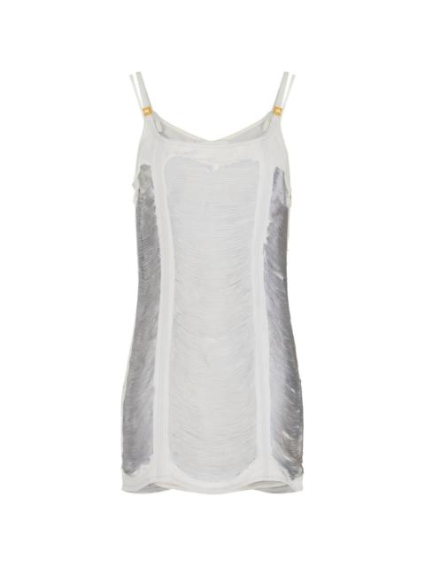 fringed strap mini dress