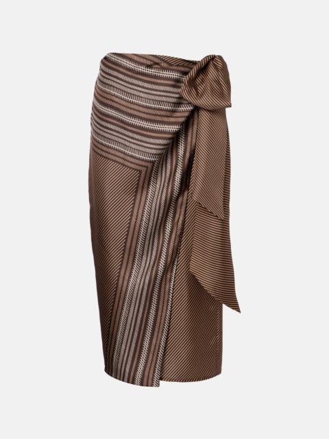 Edro striped silk wrap skirt