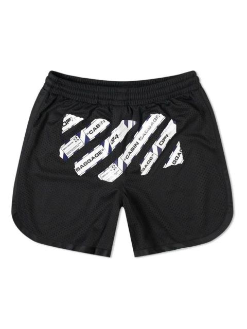Men's Off-White CO VIRGIL ABLOH Rubber Strap Mesh Casual Shorts Black OMCI005S201010031088
