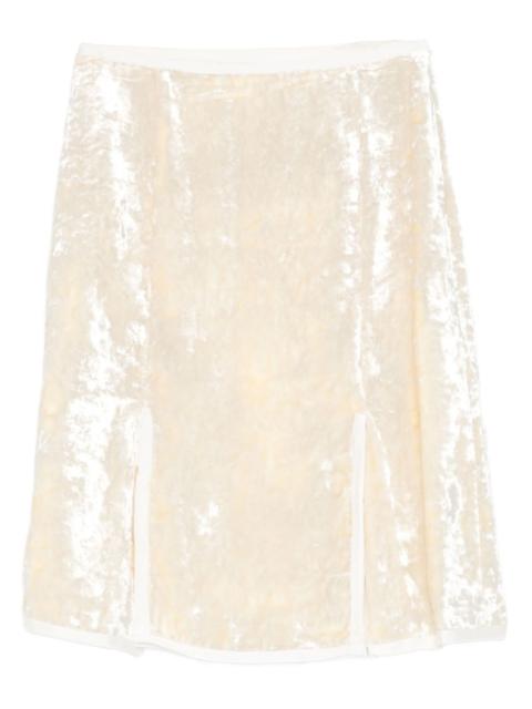 velvet-finish midi skirt
