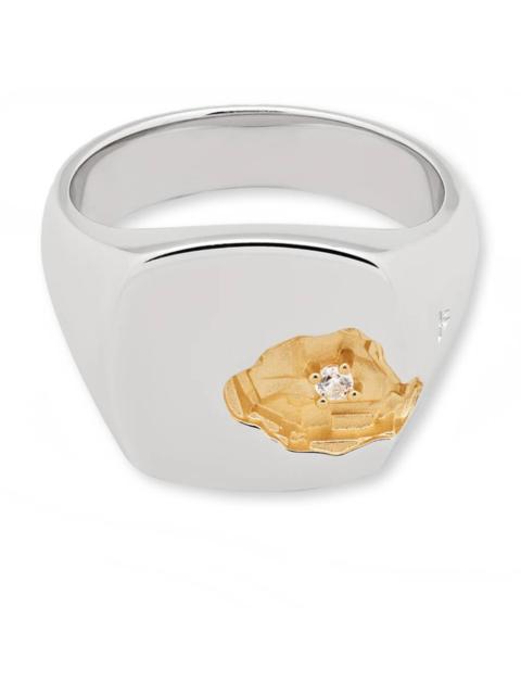 MINED RING LARGE DIAMOND - S925 STERLING SILVER WITH 18K GOLD PLATING