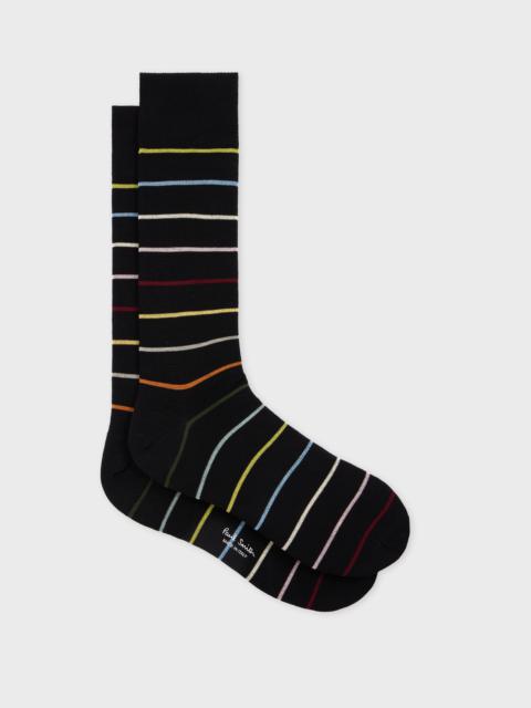 Black Cotton-Blend Block 'Signature Stripe' Socks
