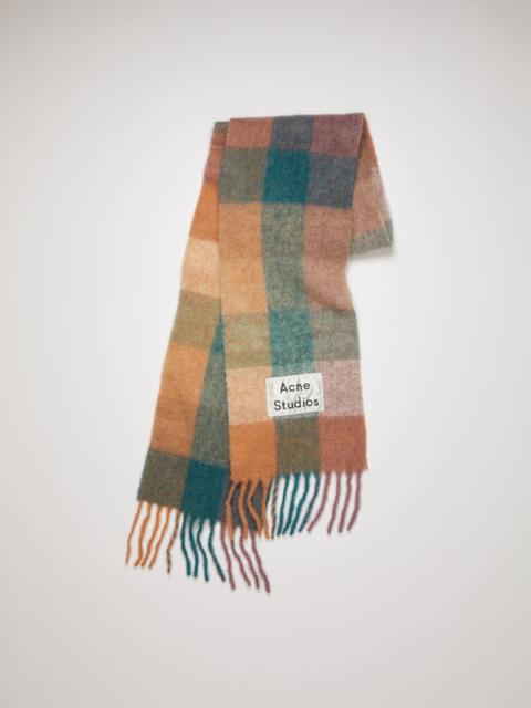 Multi check scarf teal blue/lilac