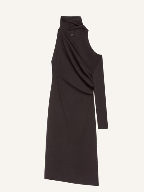 DRAPED WOOL LONG DRESS