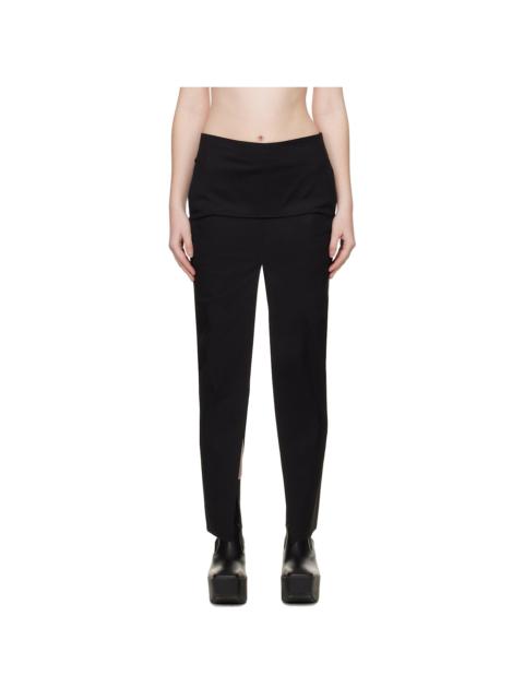 Black Temple Sliced Midi Skirt