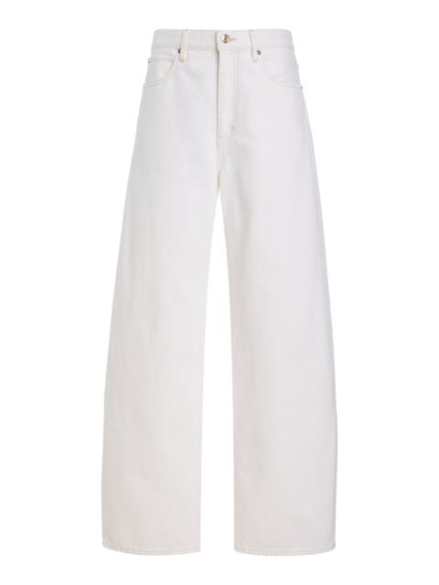 The Bubble Rigid High-Rise Barrel-Leg Jeans white