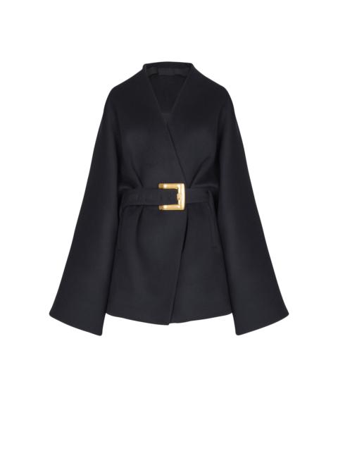 Short wool wrap coat