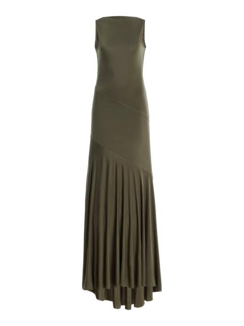 Exclusive Fens Knit Jersey Maxi Dress khaki