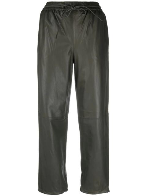 drawstring-waist lambskin trousers