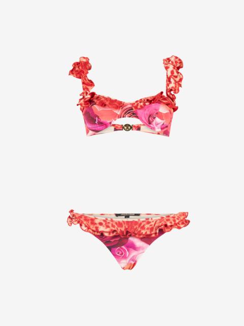 Garden Rose And Cheetah Skin Bikini