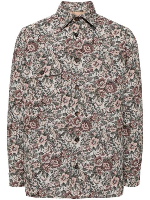 floral-print shirt jacket