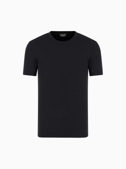 ICON CREW-NECK, SHORT-SLEEVED JUMPER IN CASHMERE INTERLOCK