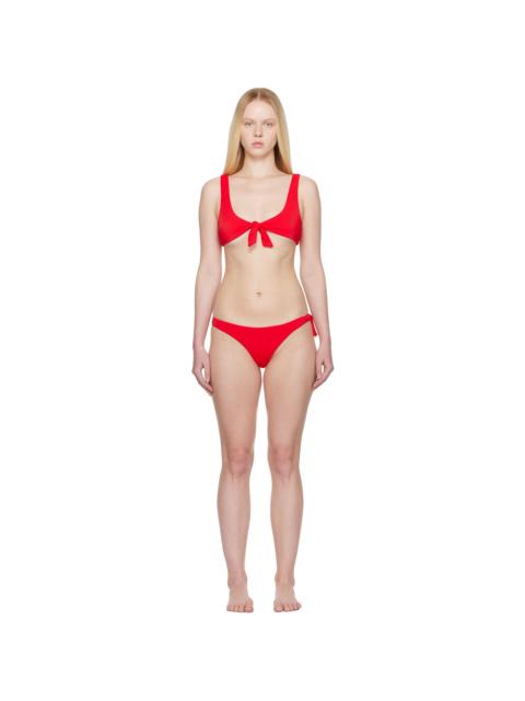 Red Self-Tie Bikini