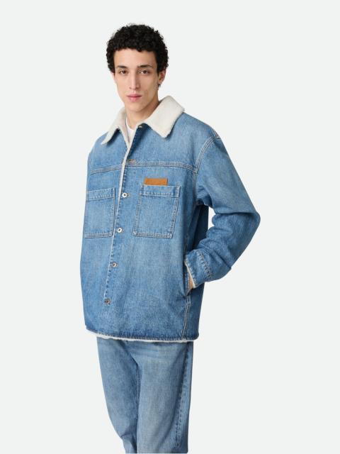 Vintage Indigo Denim And Shearling Jacket