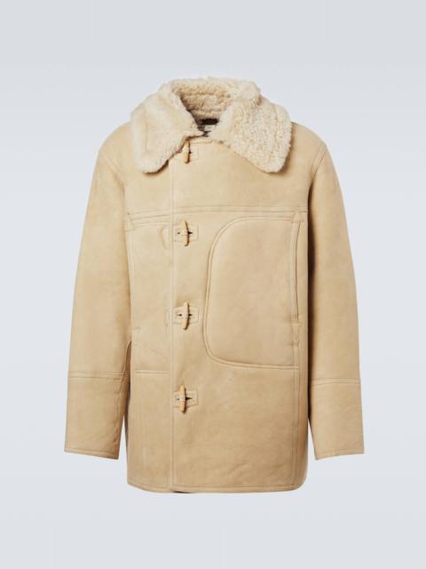 Shearling-lined suede coat