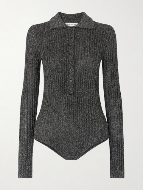Solana Metallic Ribbed-knit Bodysuit