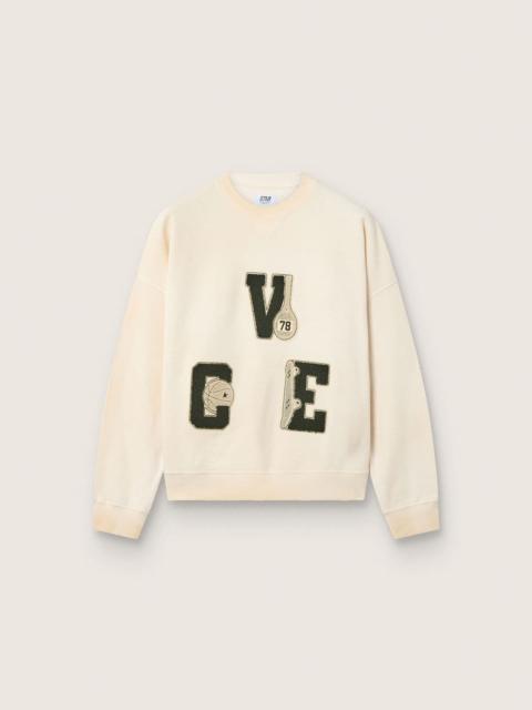 Star unisex cotton sweatshirt in vintage white with VCE embroidered patches