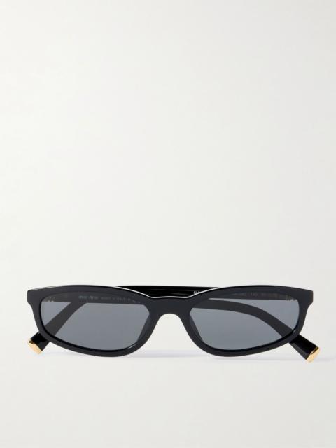 Oval-frame acetate sunglasses Black