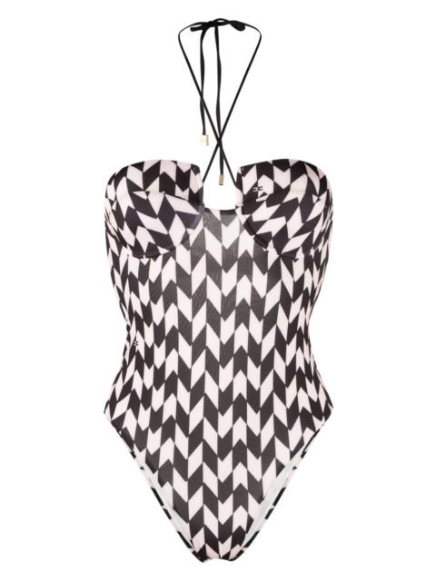 geometric-print swimsuit