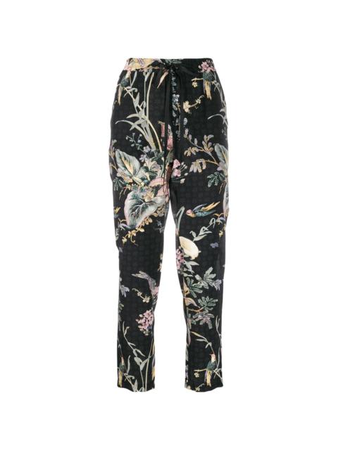 floral-print trousers