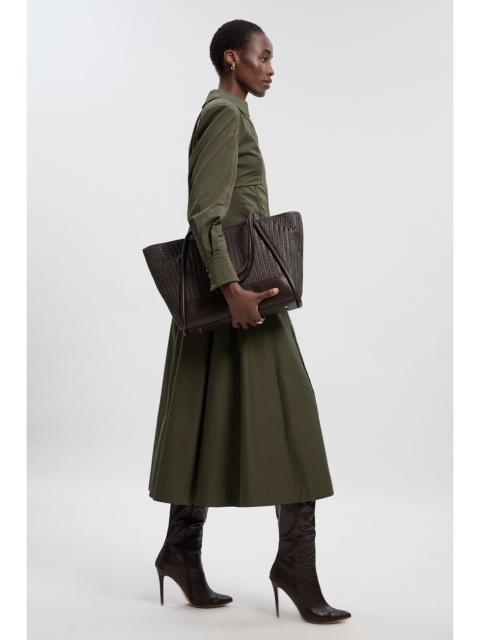 Pleated Detail Cotton Woven Maxi Skirt