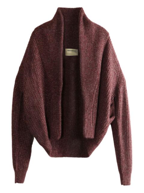 shawl-collar knitted cardigan