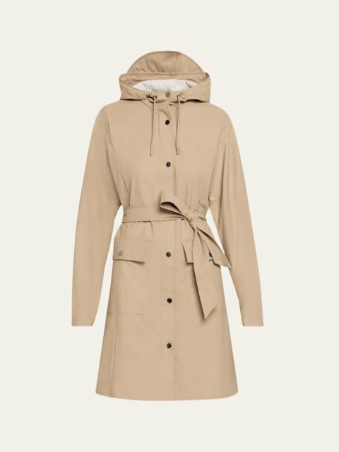 Curve Belted Trench Coat with Drawstring Hood