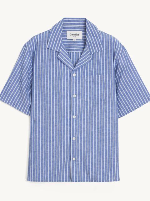 LINEN STRIPE SS - BLUE