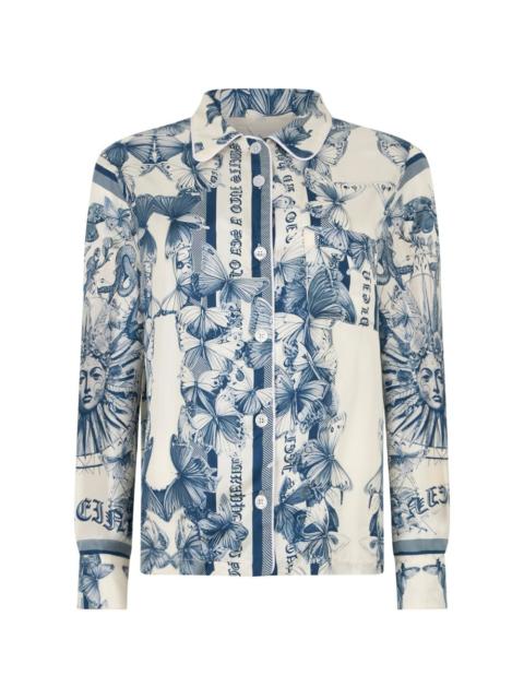 butterfly tattoo silk shirt