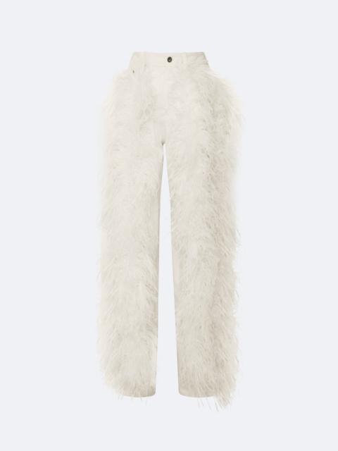 Stretch Cotton Twill Denim Pant With Feathers