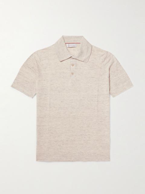 Mélange Linen and Cotton-Blend Polo Shirt Neutral