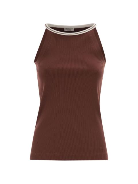 ribbed crew-neck tank top