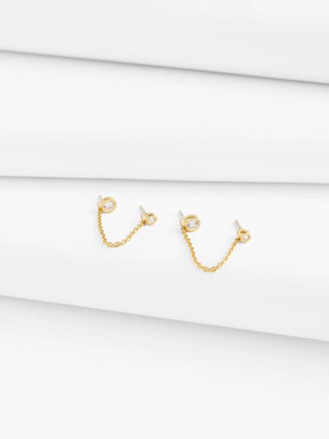 Demi-Fine Chain Double Stud Earrings