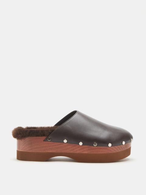 Clog / Chocolate Leather Mink Shearling