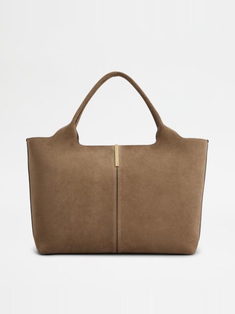 SHOPPING BAG IN SUEDE MEDIUM-SMALL - BROWN