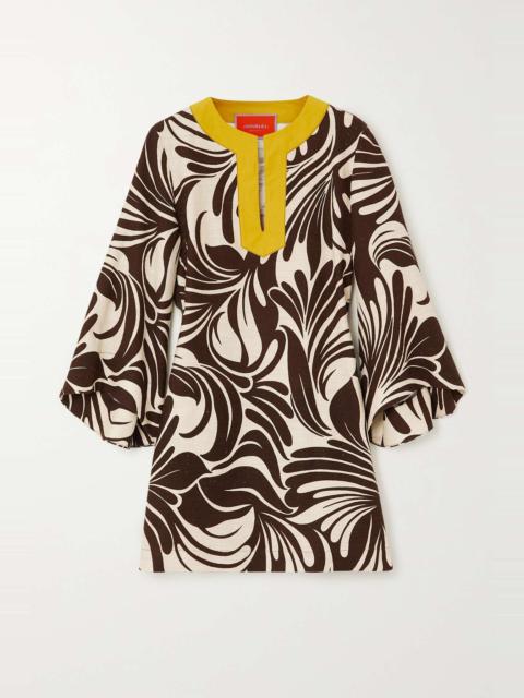 The Kaftan printed cotton-blend mini dress