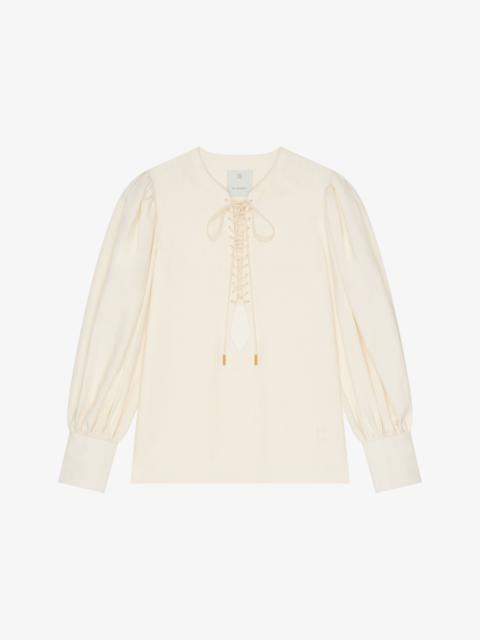BLOUSE IN LINEN WITH LACES WITH 4G EMBROIDERY