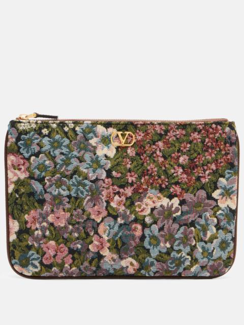 VLogo floral jacquard pouch