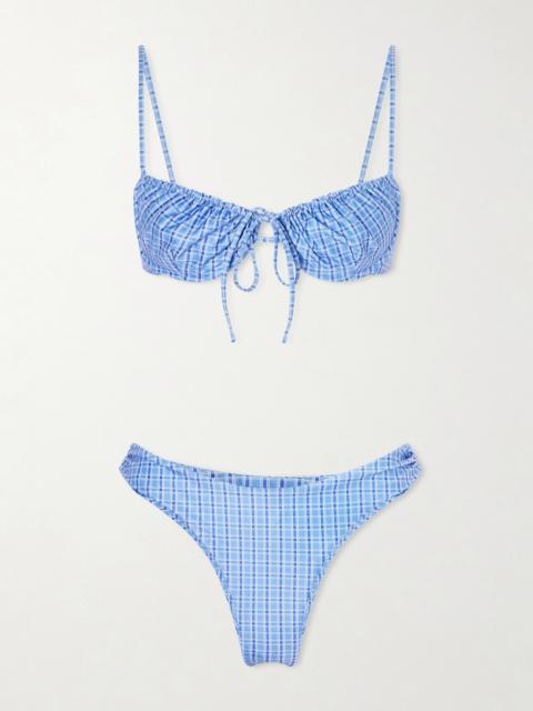 Ombra And Leone Ruched Checked Recycled Bikini